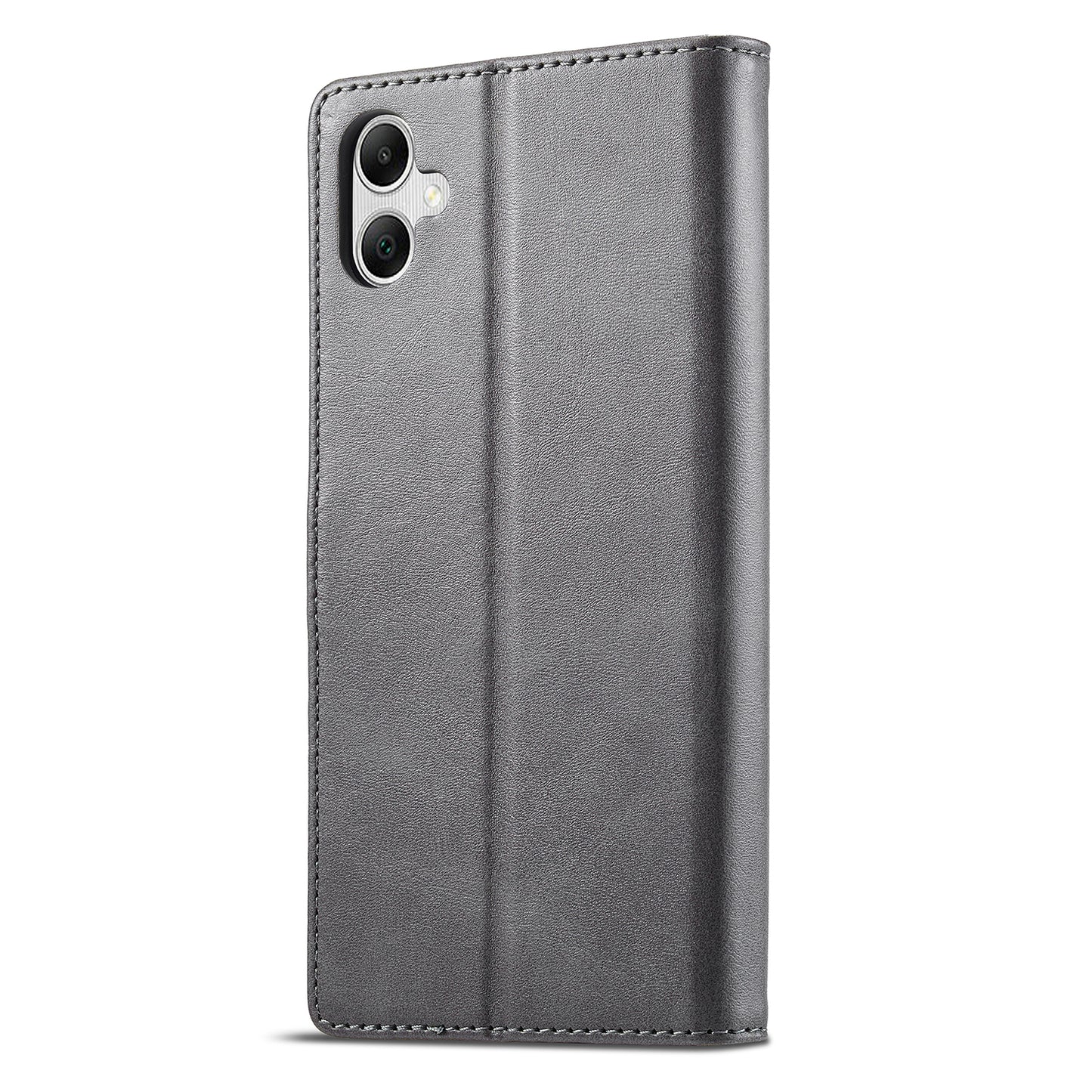 LC.IMEEKE For Samsung Galaxy A06 Case Calf Texture PU Leather Stand Wallet Phone Cover - Grey