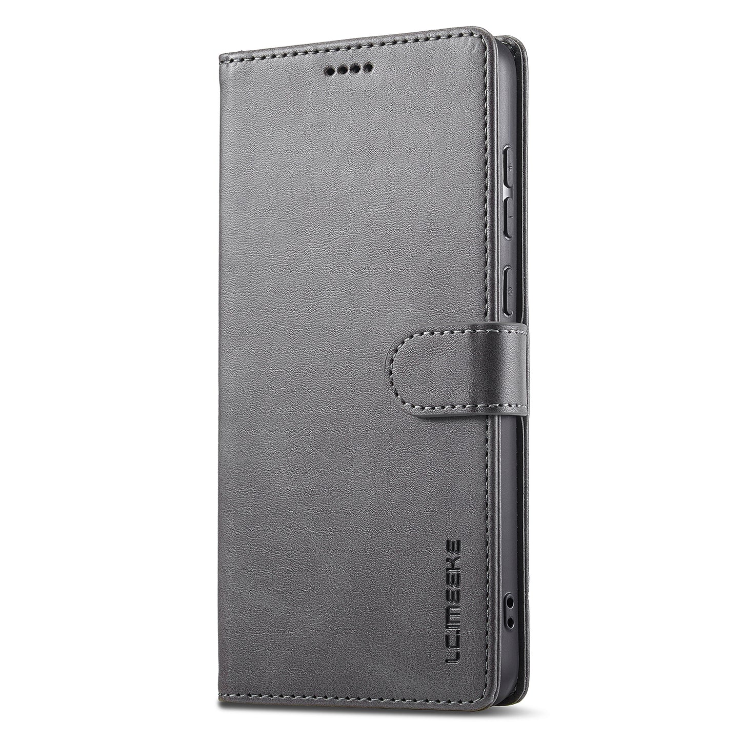 LC.IMEEKE For Samsung Galaxy A06 Case Calf Texture PU Leather Stand Wallet Phone Cover - Grey