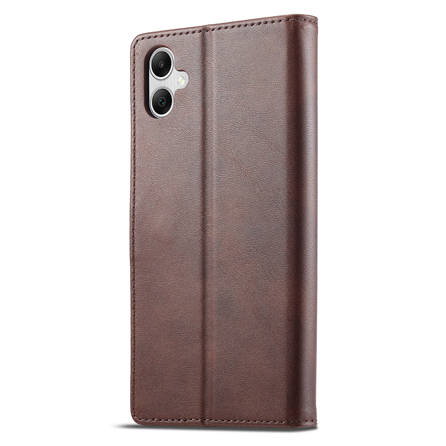 LC.IMEEKE For Samsung Galaxy A06 Case Calf Texture PU Leather Stand Wallet Phone Cover - Brown