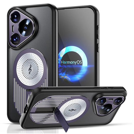 For Huawei Pura 70 Case Compatible with MagSafe Heat Dissipation Aromatherapy Kickstand Silicone+PC Phone Cover - Purple