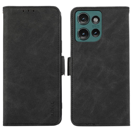 ABEEL For Motorola Edge 50 Neo 5G / Moto S50 5G / Thinkphone 25 5G Case PU Leather Folio Stand View RFID Blocking Phone Cover - Black