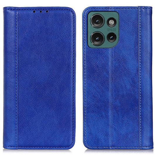 For Motorola Edge 50 Neo 5G / Moto S50 5G / Thinkphone 25 5G Stand Case Split Leather Litchi Texture Wallet Phone Cover - Blue