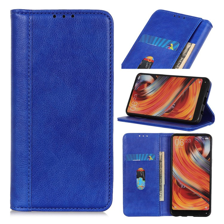 For Motorola Edge 50 Neo 5G / Moto S50 5G / Thinkphone 25 5G Stand Case Split Leather Litchi Texture Wallet Phone Cover - Blue