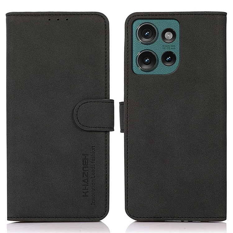 KHAZNEH For Motorola Edge 50 Neo 5G / Moto S50 5G / Thinkphone 25 5G Stand Case PU Leather Wallet Phone Cover - Black
