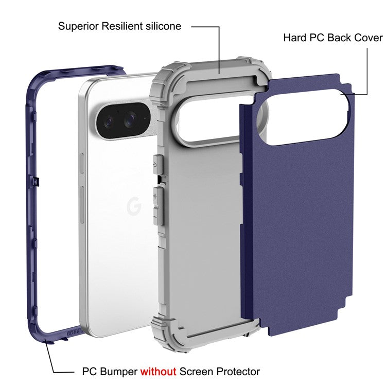 L-Style For Google Pixel 9 Case Shockproof PC + TPU Phone Back Cover - Blue