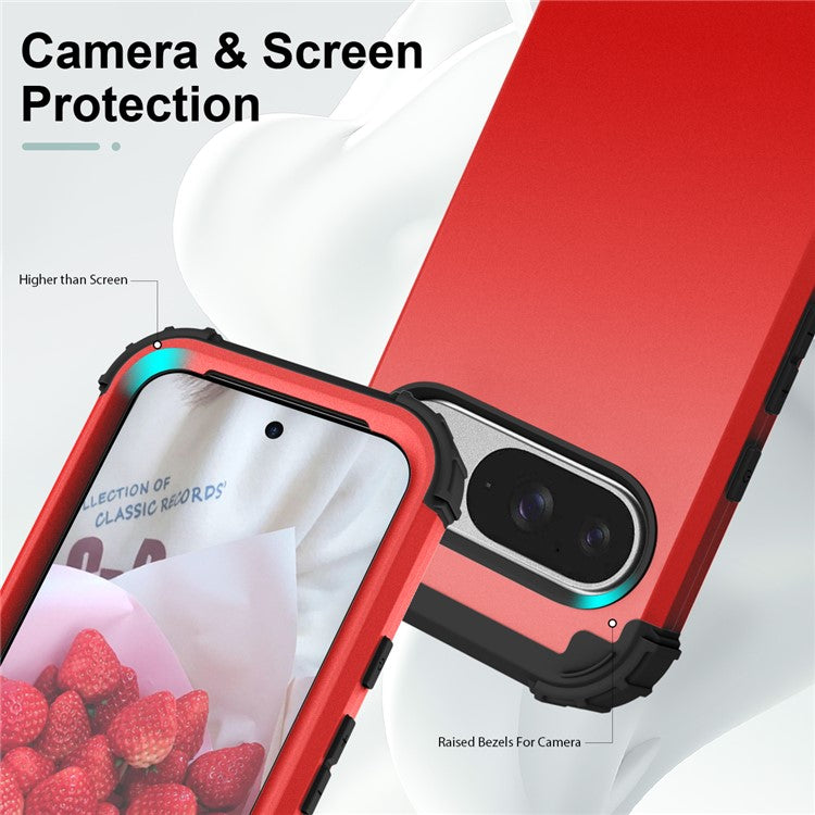 L-Style For Google Pixel 9 Case Shockproof PC + TPU Phone Back Cover - Red