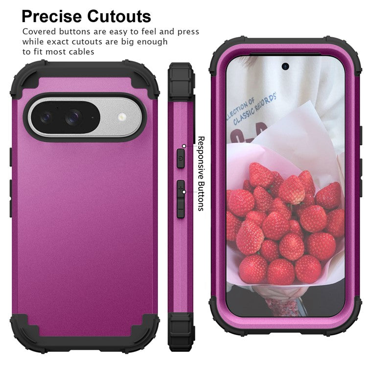 L-Style For Google Pixel 9 Case Shockproof PC + TPU Phone Back Cover - Purple