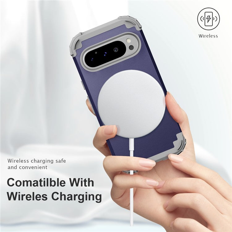L-Style For Google Pixel 9 Pro Case Shockproof PC + TPU Phone Back Cover - Navy Blue  /  Dark Grey