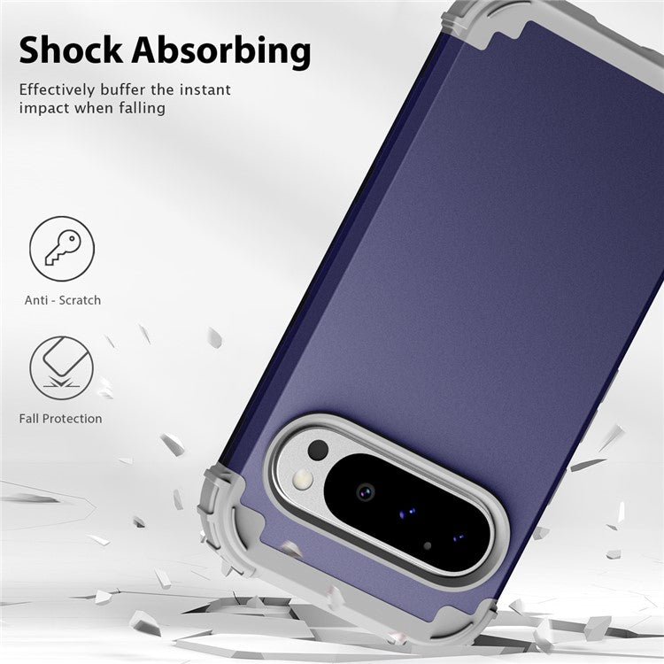 L-Style For Google Pixel 9 Pro Case Shockproof PC + TPU Phone Back Cover - Navy Blue  /  Dark Grey