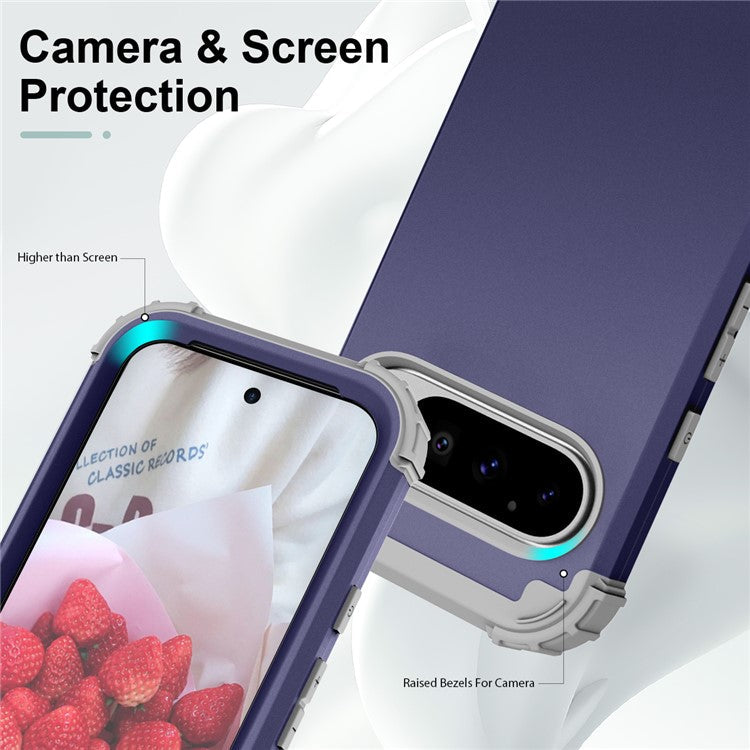 L-Style For Google Pixel 9 Pro Case Shockproof PC + TPU Phone Back Cover - Navy Blue  /  Dark Grey