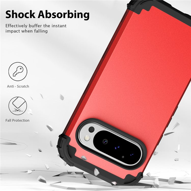 L-Style For Google Pixel 9 Pro Case Shockproof PC + TPU Phone Back Cover - Red  /  Black