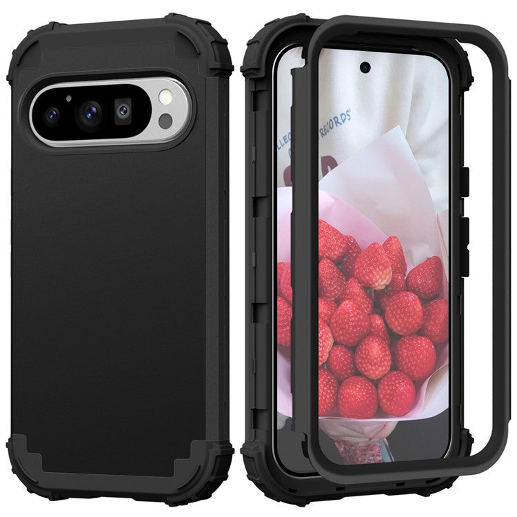 L-Style For Google Pixel 9 Pro Case Shockproof PC + TPU Phone Back Cover - Black