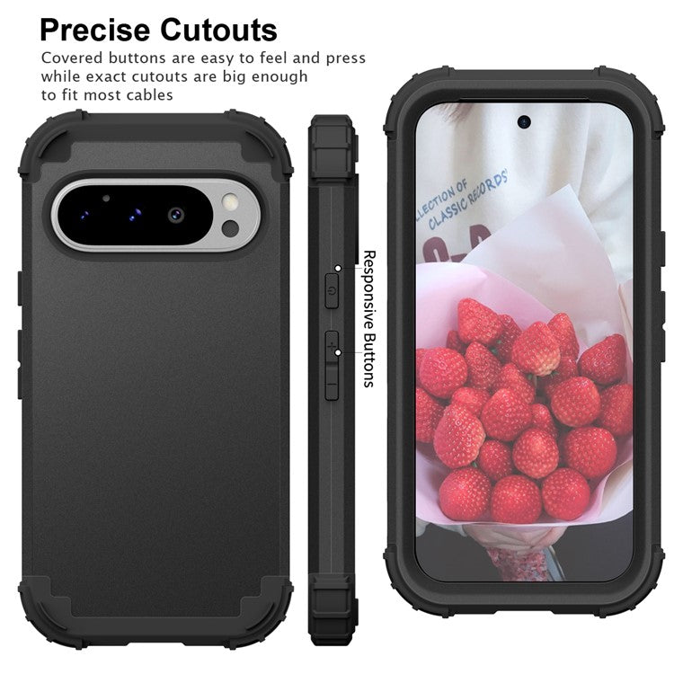 L-Style For Google Pixel 9 Pro Case Shockproof PC + TPU Phone Back Cover - Black