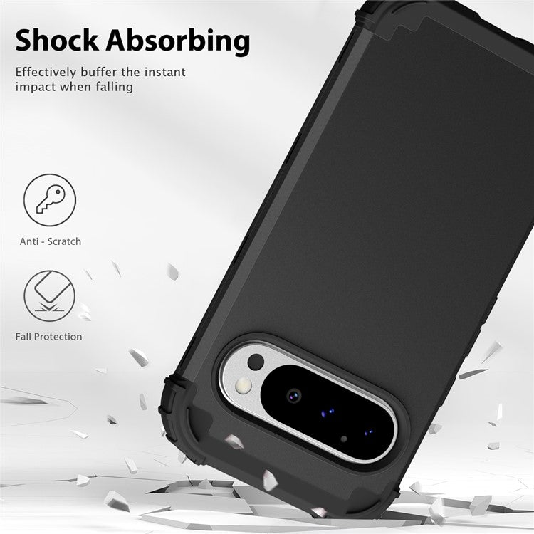 L-Style For Google Pixel 9 Pro Case Shockproof PC + TPU Phone Back Cover - Black
