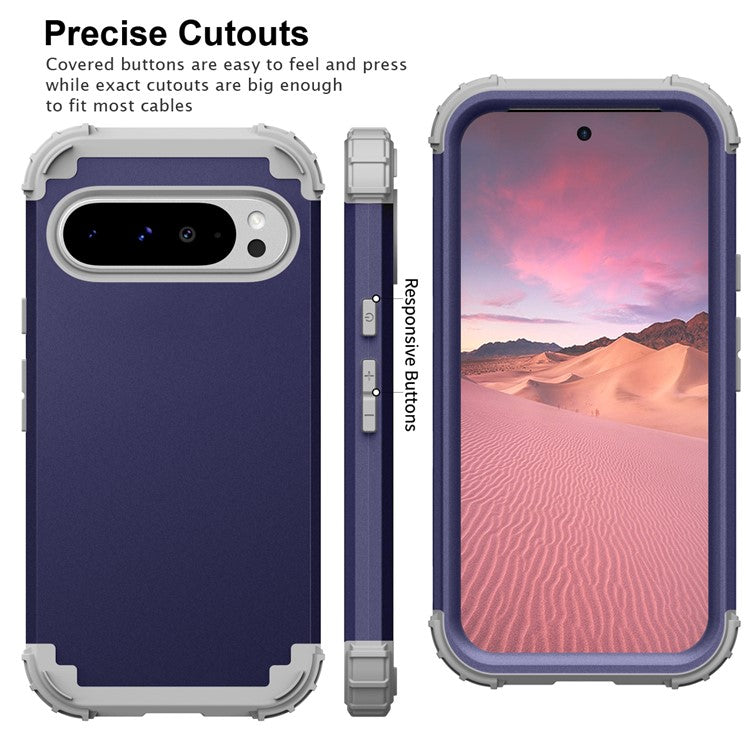 L-Style For Google Pixel 9 Pro XL Case Shockproof PC + TPU Phone Back Cover - Navy Blue  /  Dark Grey