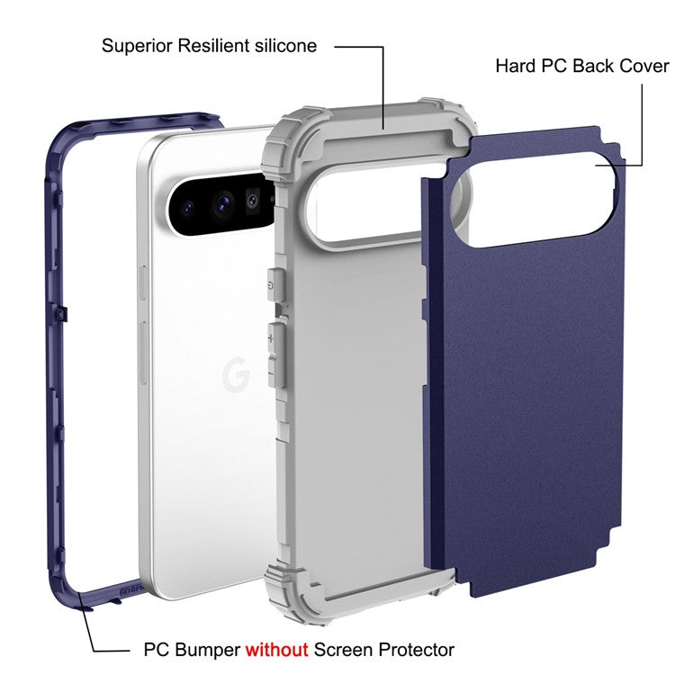 L-Style For Google Pixel 9 Pro XL Case Shockproof PC + TPU Phone Back Cover - Navy Blue  /  Dark Grey