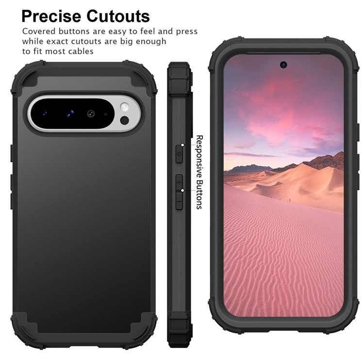 L-Style For Google Pixel 9 Pro XL Case Shockproof PC + TPU Phone Back Cover - Black