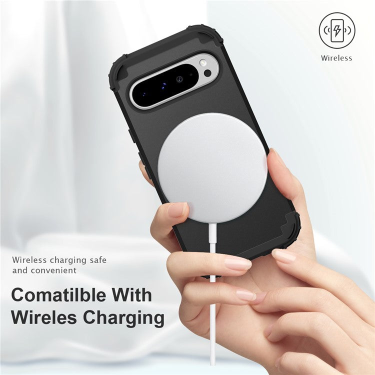 L-Style For Google Pixel 9 Pro XL Case Shockproof PC + TPU Phone Back Cover - Black