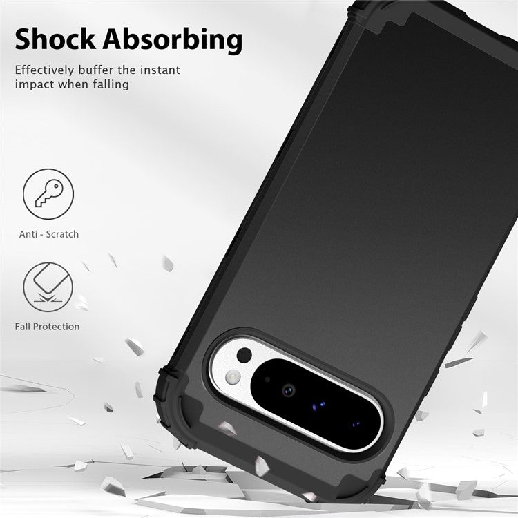 L-Style For Google Pixel 9 Pro XL Case Shockproof PC + TPU Phone Back Cover - Black