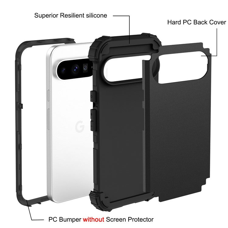 L-Style For Google Pixel 9 Pro XL Case Shockproof PC + TPU Phone Back Cover - Black