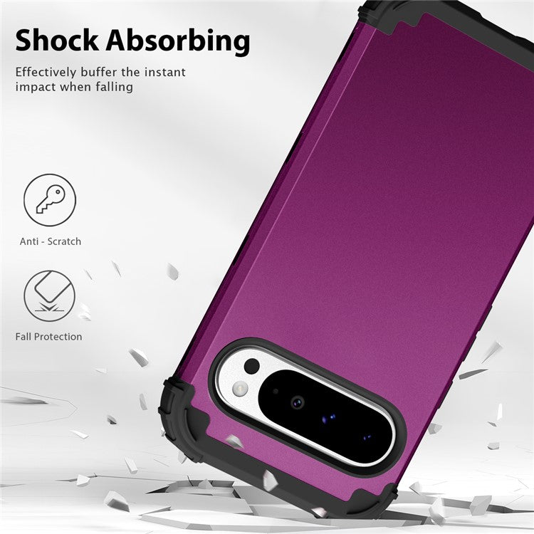 L-Style For Google Pixel 9 Pro XL Case Shockproof PC + TPU Phone Back Cover - Dark Purple  /  Black