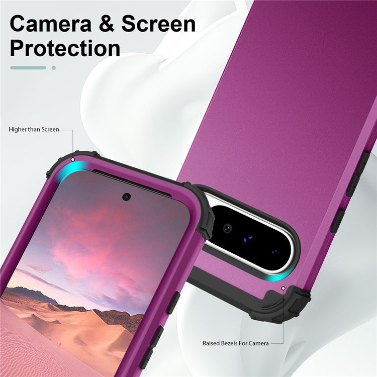 L-Style For Google Pixel 9 Pro XL Case Shockproof PC + TPU Phone Back Cover - Dark Purple  /  Black