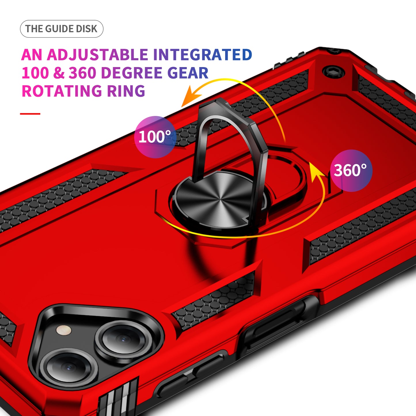 For Samsung Galaxy A06 Case PC+TPU Phone Cover with Rotary Ring Kickstand - Red