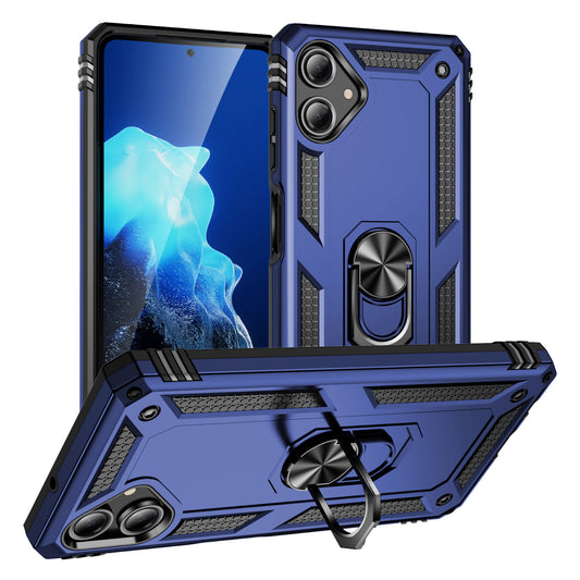 For Samsung Galaxy A06 Case PC+TPU Phone Cover with Rotary Ring Kickstand - Blue