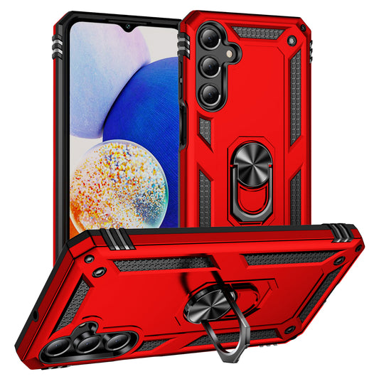 For Samsung Galaxy A16 5G / A16 4G Case PC+TPU Phone Cover with Rotary Ring Kickstand - Red
