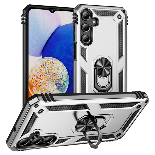 For Samsung Galaxy A16 5G / A16 4G Case PC+TPU Phone Cover with Rotary Ring Kickstand - Silver