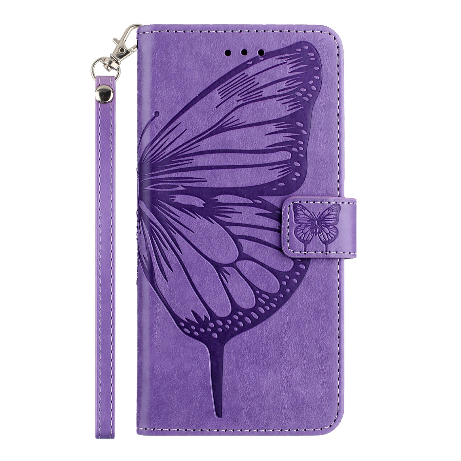 For Samsung Galaxy A16 5G / A16 4G Case YB Imprinting Series-4 Butterfly Flower Flip Wallet Leather Phone Cover - Purple