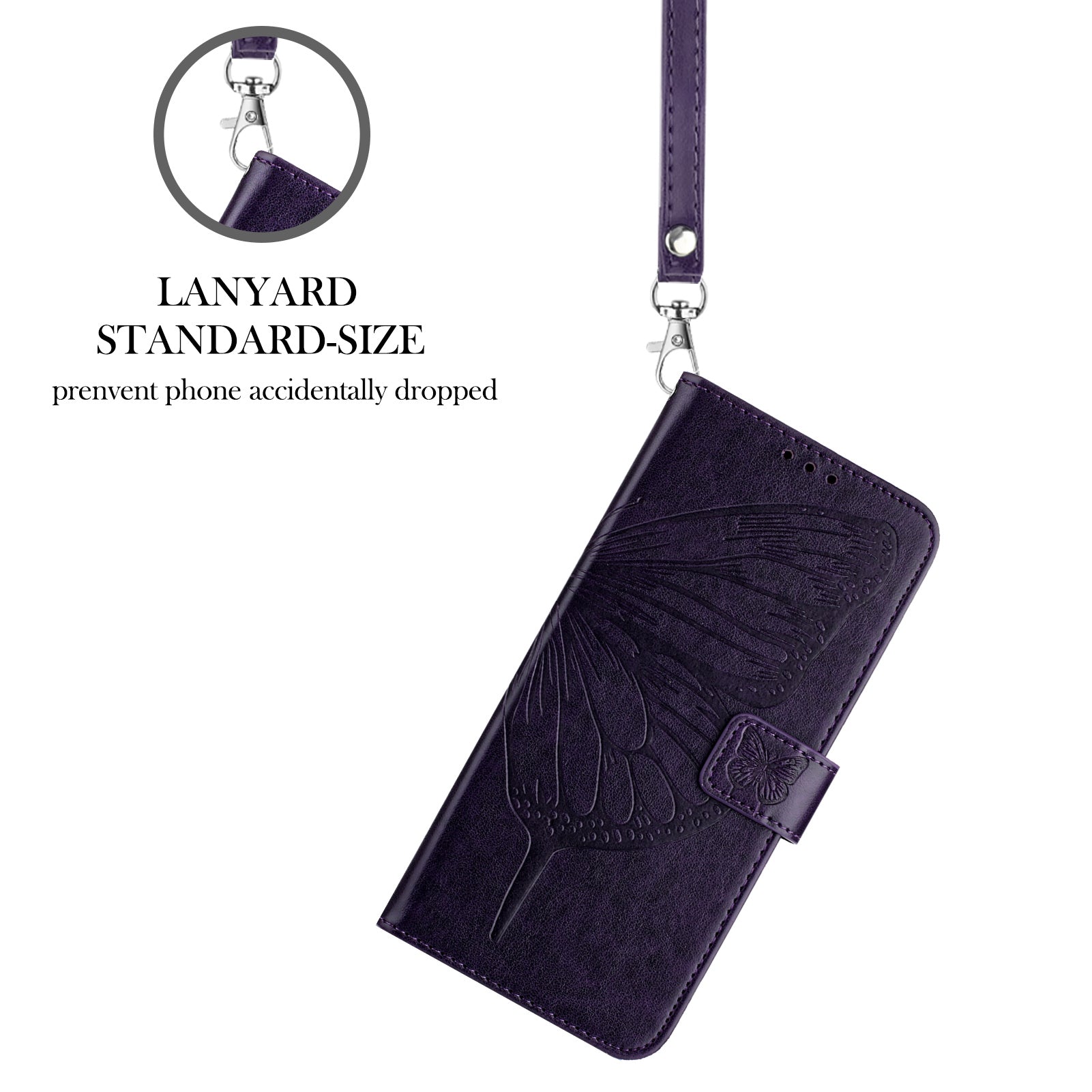 For Samsung Galaxy A16 5G / A16 4G Case YB Imprinting Series-4 Butterfly Flower Flip Wallet Leather Phone Cover - Dark Purple