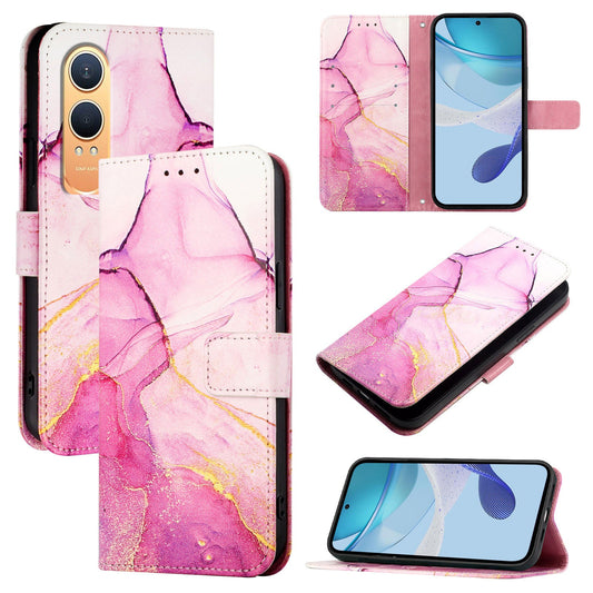 For OnePlus Nord CE4 Lite 5G Case YB Pattern Printing Leather Series-5   Marble Pattern Wallet Phone Cover - Pink / Purple / Gold LS001