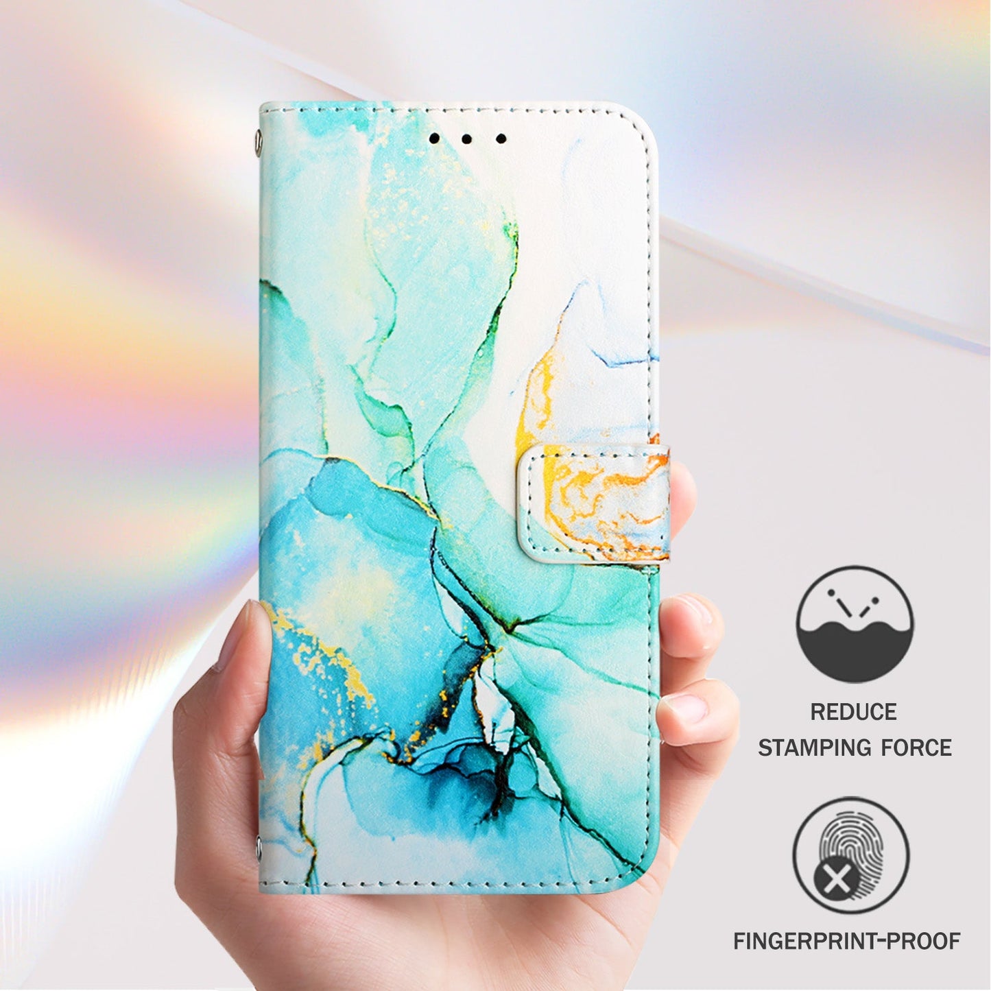 For OnePlus Nord CE4 Lite 5G Case YB Pattern Printing Leather Series-5   Marble Pattern Wallet Phone Cover - Green LS003