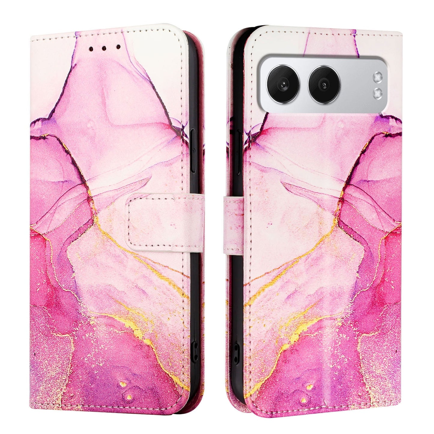 For OnePlus Nord 4 Case YB Pattern Printing Leather Series-5   Marble Pattern Wallet Phone Cover - Pink / Purple / Gold LS001