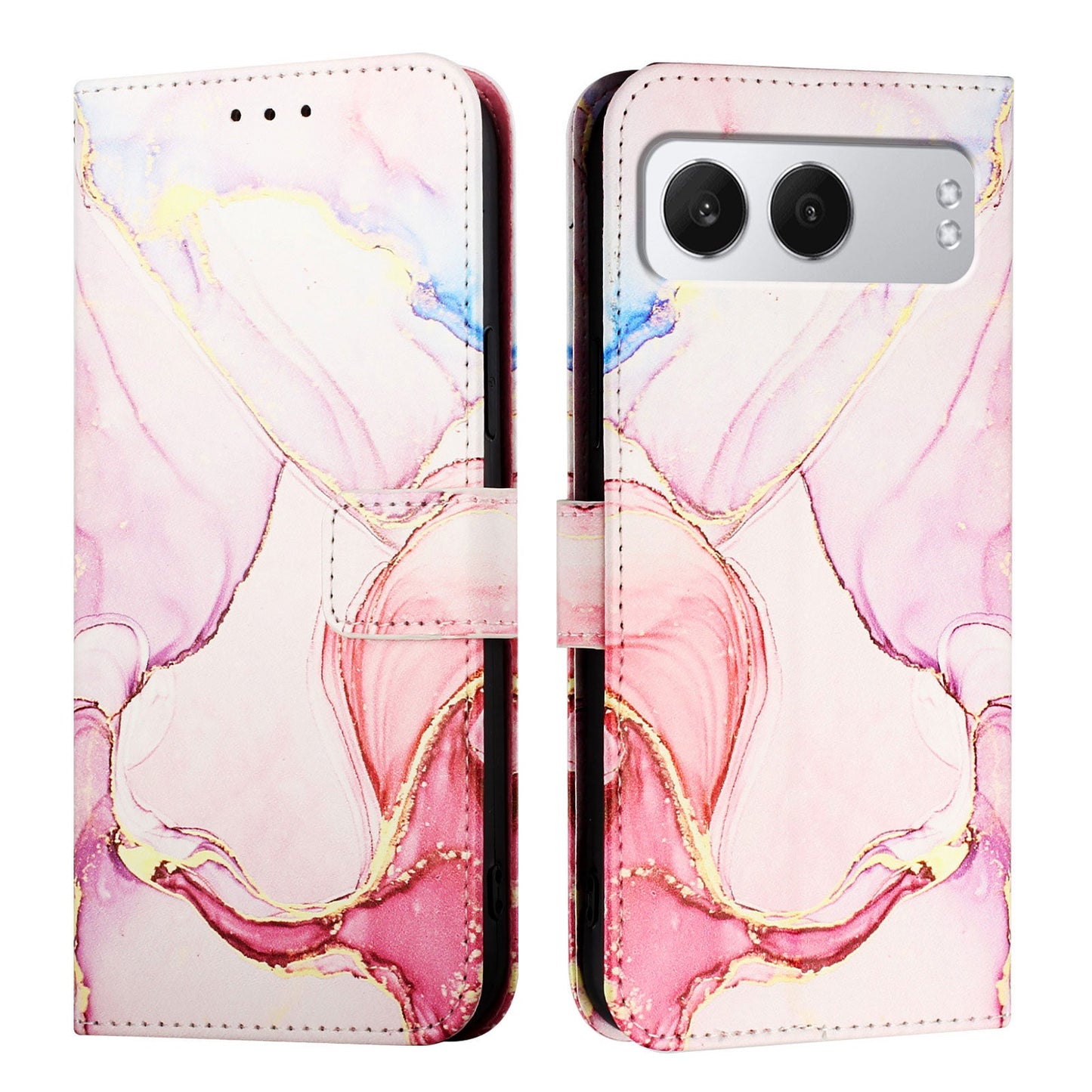 For OnePlus Nord 4 Case YB Pattern Printing Leather Series-5   Marble Pattern Wallet Phone Cover - Rose Gold LS005