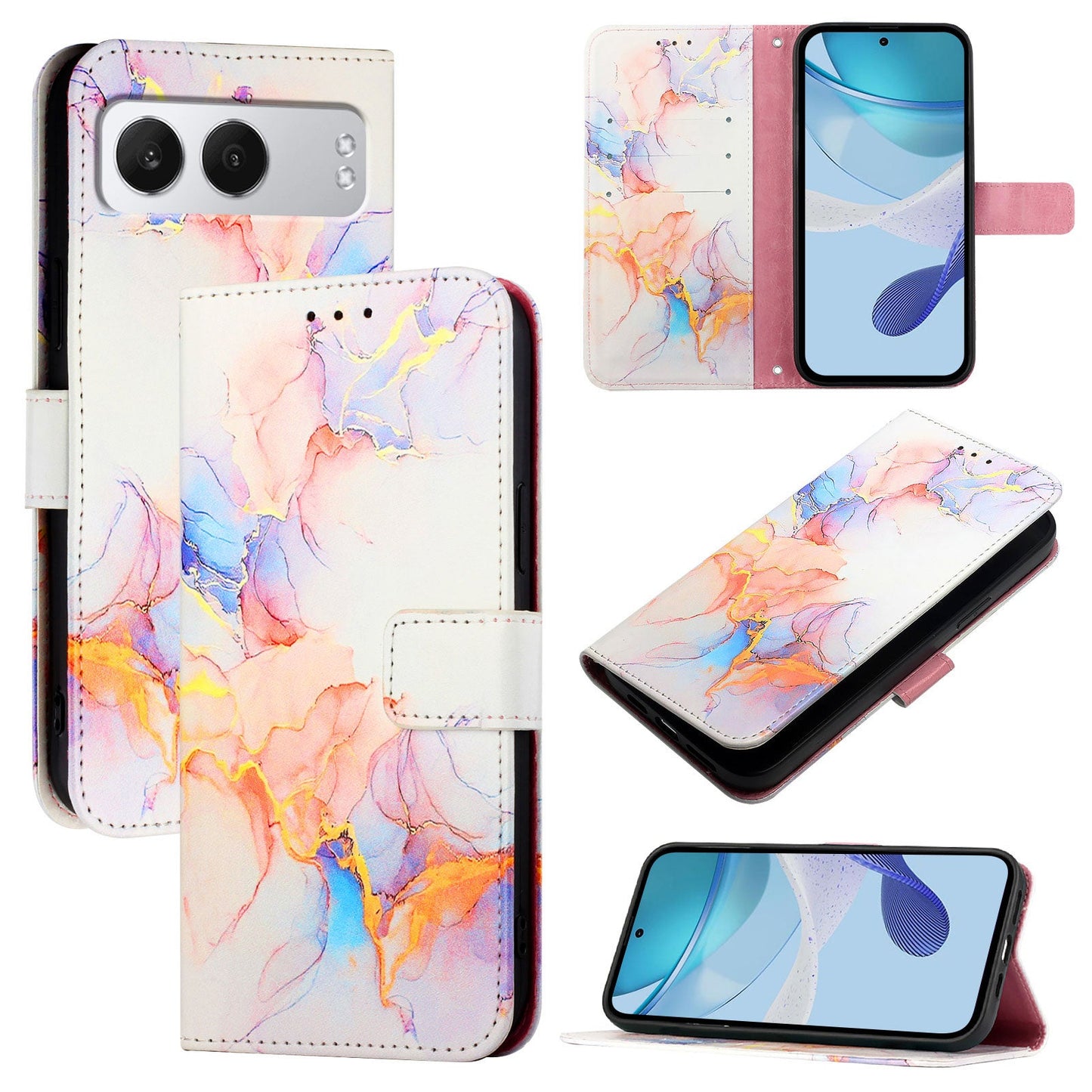 For OnePlus Nord 4 Case YB Pattern Printing Leather Series-5   Marble Pattern Wallet Phone Cover - Milky Way Marble White LS004