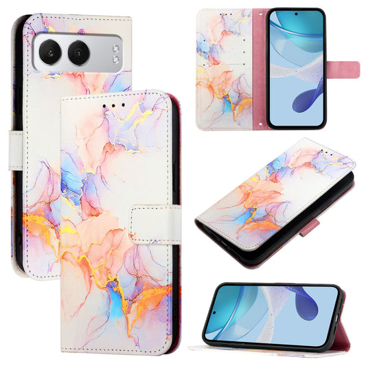 For OnePlus Nord 4 Case YB Pattern Printing Leather Series-5   Marble Pattern Wallet Phone Cover - Milky Way Marble White LS004