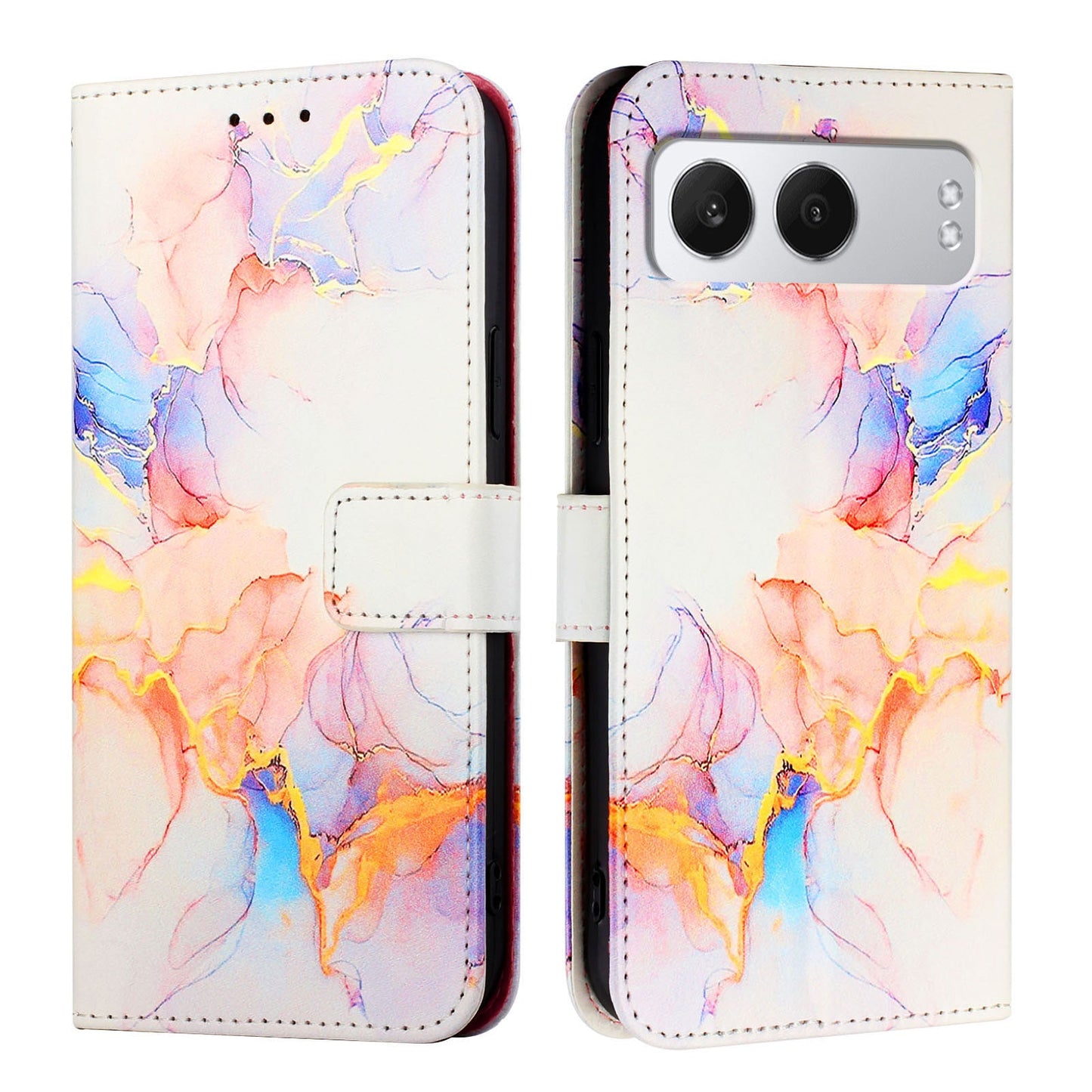 For OnePlus Nord 4 Case YB Pattern Printing Leather Series-5   Marble Pattern Wallet Phone Cover - Milky Way Marble White LS004