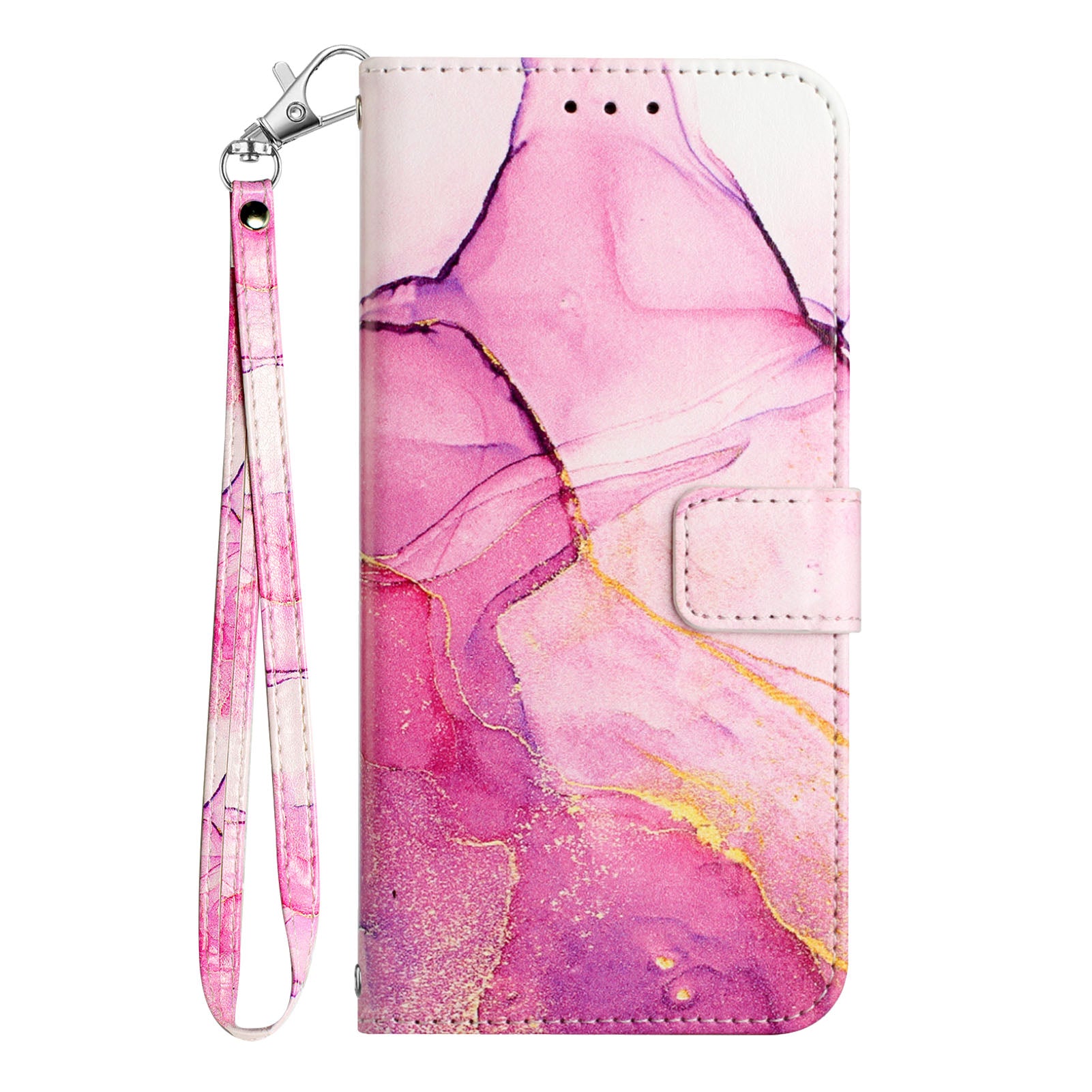 For Samsung Galaxy A06 Case YB Pattern Printing Leather Series-5   Marble Pattern Wallet Phone Cover - Pink / Purple / Gold LS001