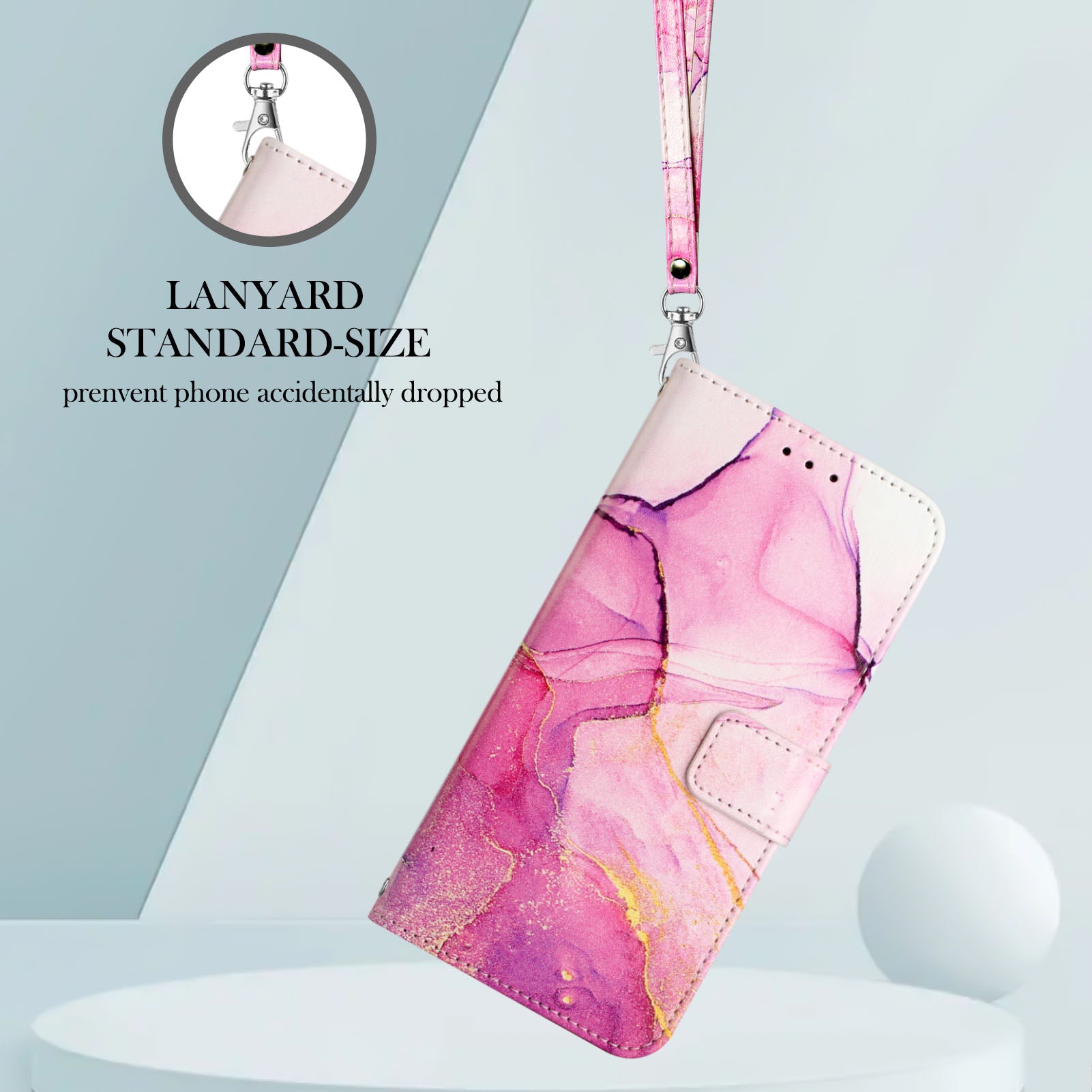 For Samsung Galaxy A06 Case YB Pattern Printing Leather Series-5   Marble Pattern Wallet Phone Cover - Pink / Purple / Gold LS001