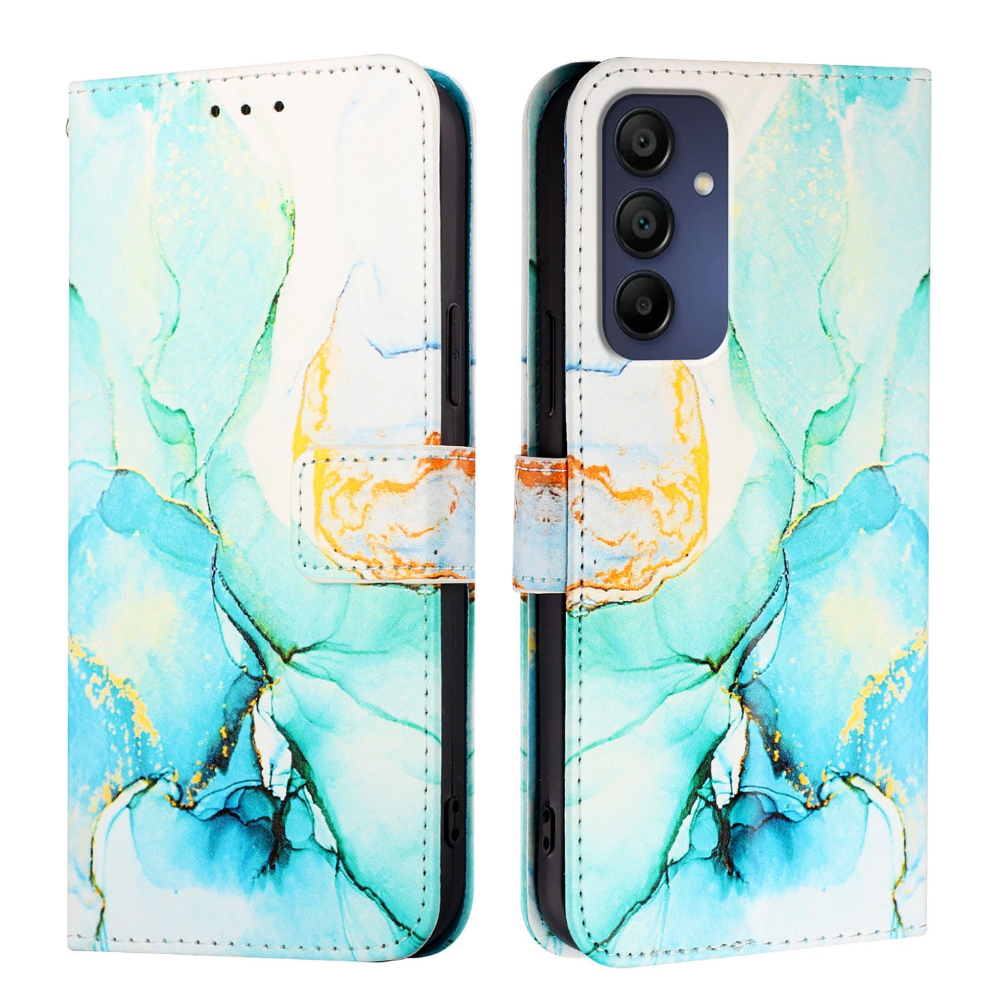 For Samsung Galaxy A16 5G / A16 4G Case YB Pattern Printing Leather Series-5   Marble Pattern Wallet Phone Cover - Green LS003