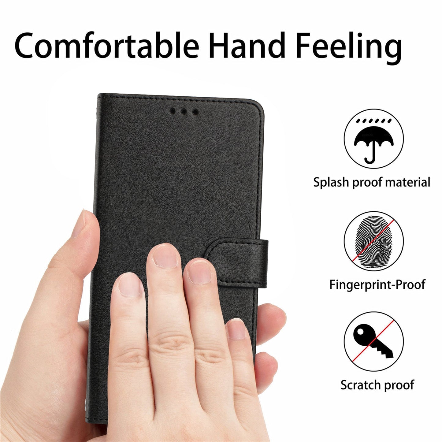 For Samsung Galaxy A16 5G / A16 4G Case RFID Blocking Wallet Leather Phone Cover with Strap - Black