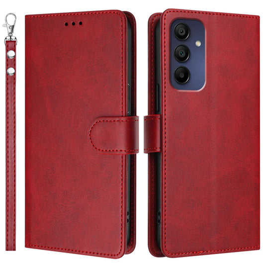 For Samsung Galaxy A16 5G / A16 4G Case RFID Blocking Wallet Leather Phone Cover with Strap - Red
