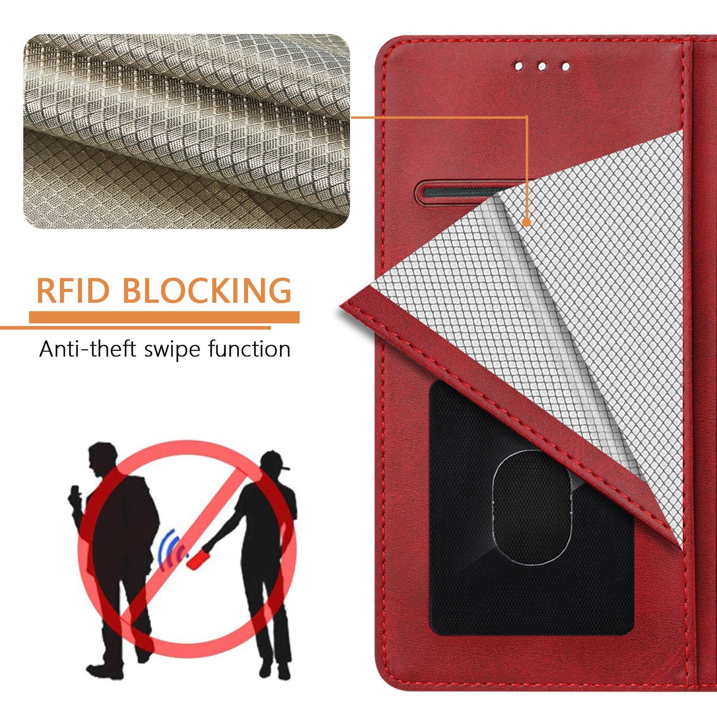 For Samsung Galaxy A16 5G / A16 4G Case RFID Blocking Wallet Leather Phone Cover with Strap - Red