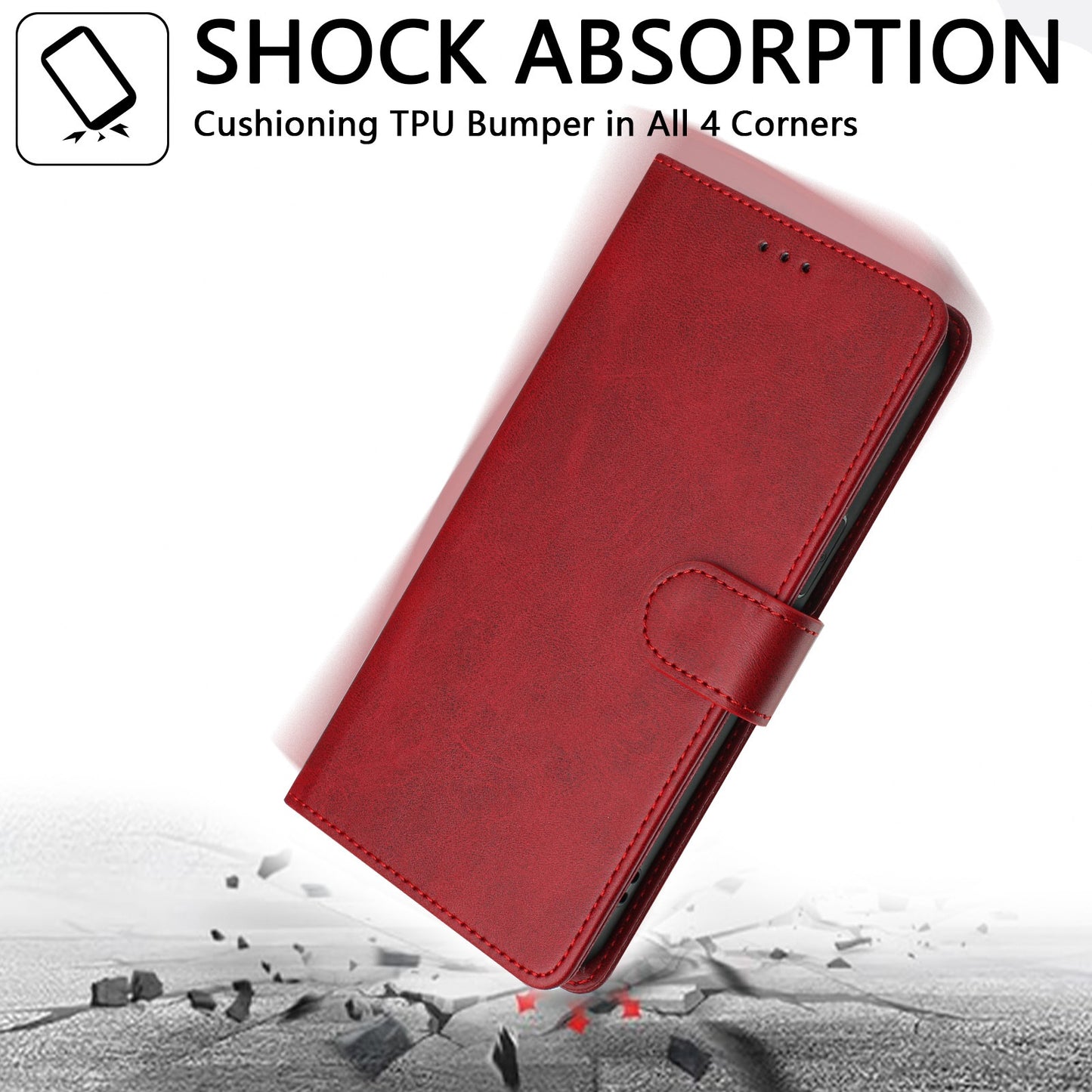 For Samsung Galaxy A16 5G / A16 4G Case RFID Blocking Wallet Leather Phone Cover with Strap - Red