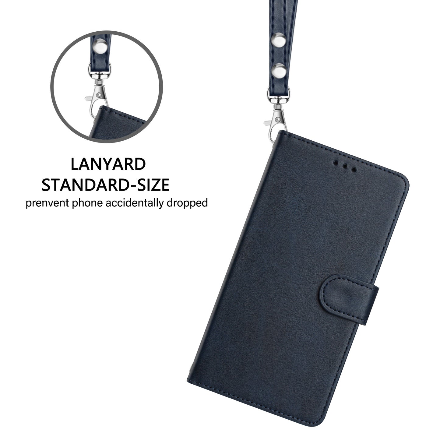 For Samsung Galaxy A16 5G / A16 4G Case RFID Blocking Wallet Leather Phone Cover with Strap - Blue