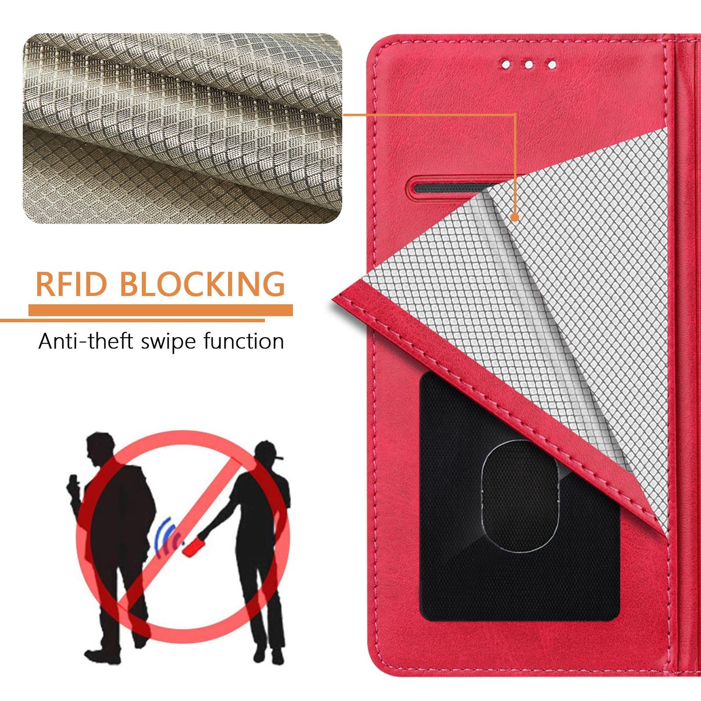 For Samsung Galaxy A16 5G / A16 4G Case RFID Blocking Wallet Leather Phone Cover with Strap - Rose