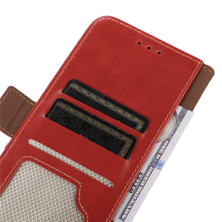 For Motorola Edge 50 Neo 5G / Moto S50 5G / Thinkphone 25 5G Case RFID Blocking Genuine Cow Leather Wallet Phone Cover - Red