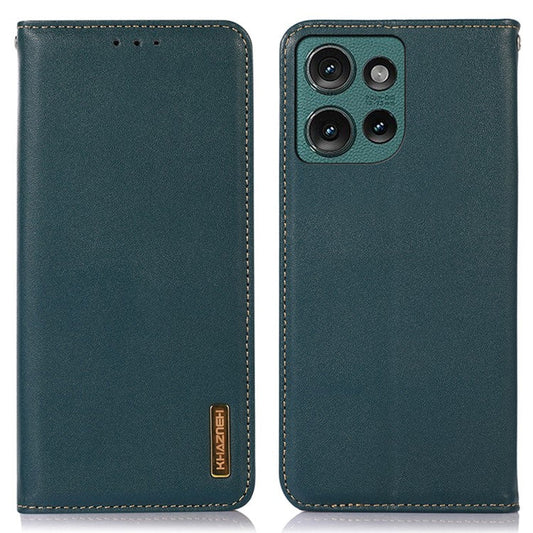 KHAZNEH For Motorola Edge 50 Neo 5G / Moto S50 5G / Thinkphone 25 5G Case Genuine Cow Leather Wallet Phone Cover Nappa Texture - Green